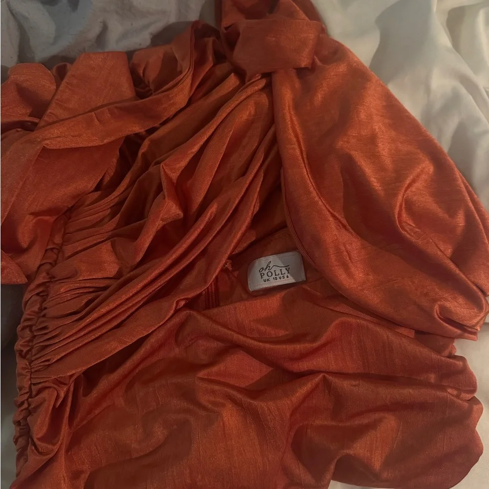 Oh Polly Elegant Halter Neck Orange Dress - Picture 4 of 4